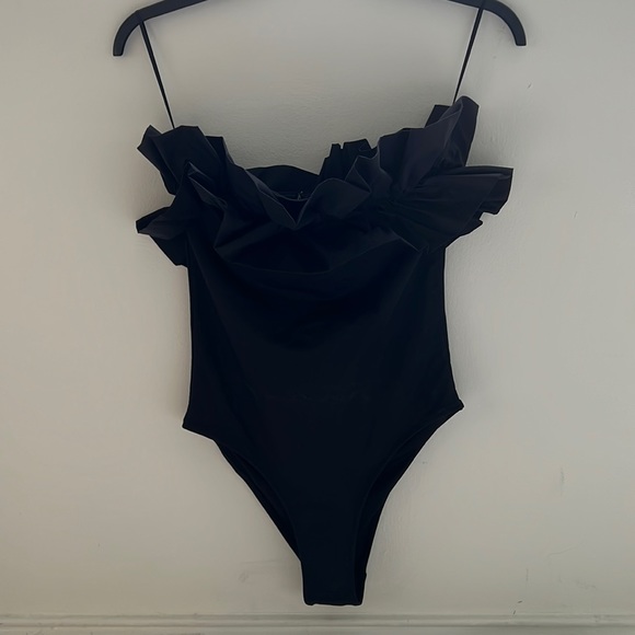 Zara Other - Zara- NWT Black one piece ruffle front swimsuit, can also be worn as bodysuit!